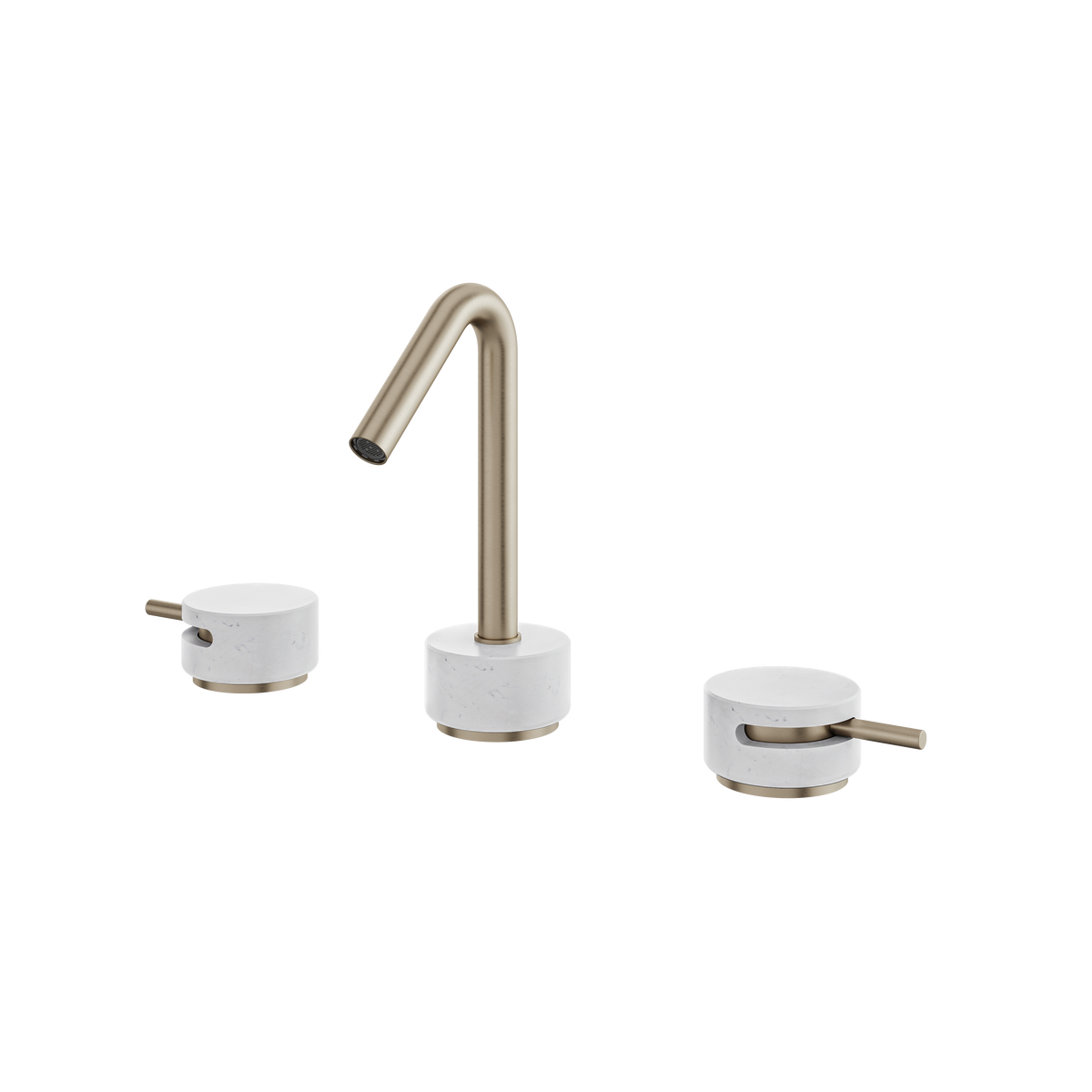 Aquabrass Marmo Widespread Lavatory Faucet CL16BC in white carrara brushed nickel