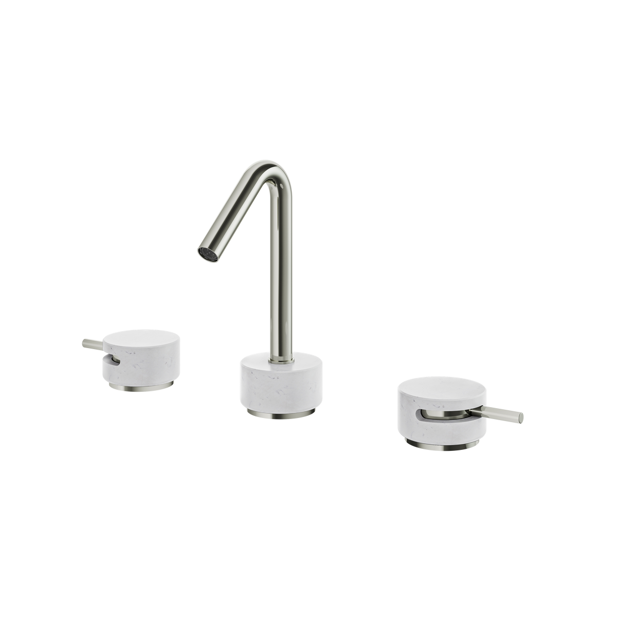 Aquabrass Marmo Widespread Lavatory Faucet CL16BC in white carrara polished nickel