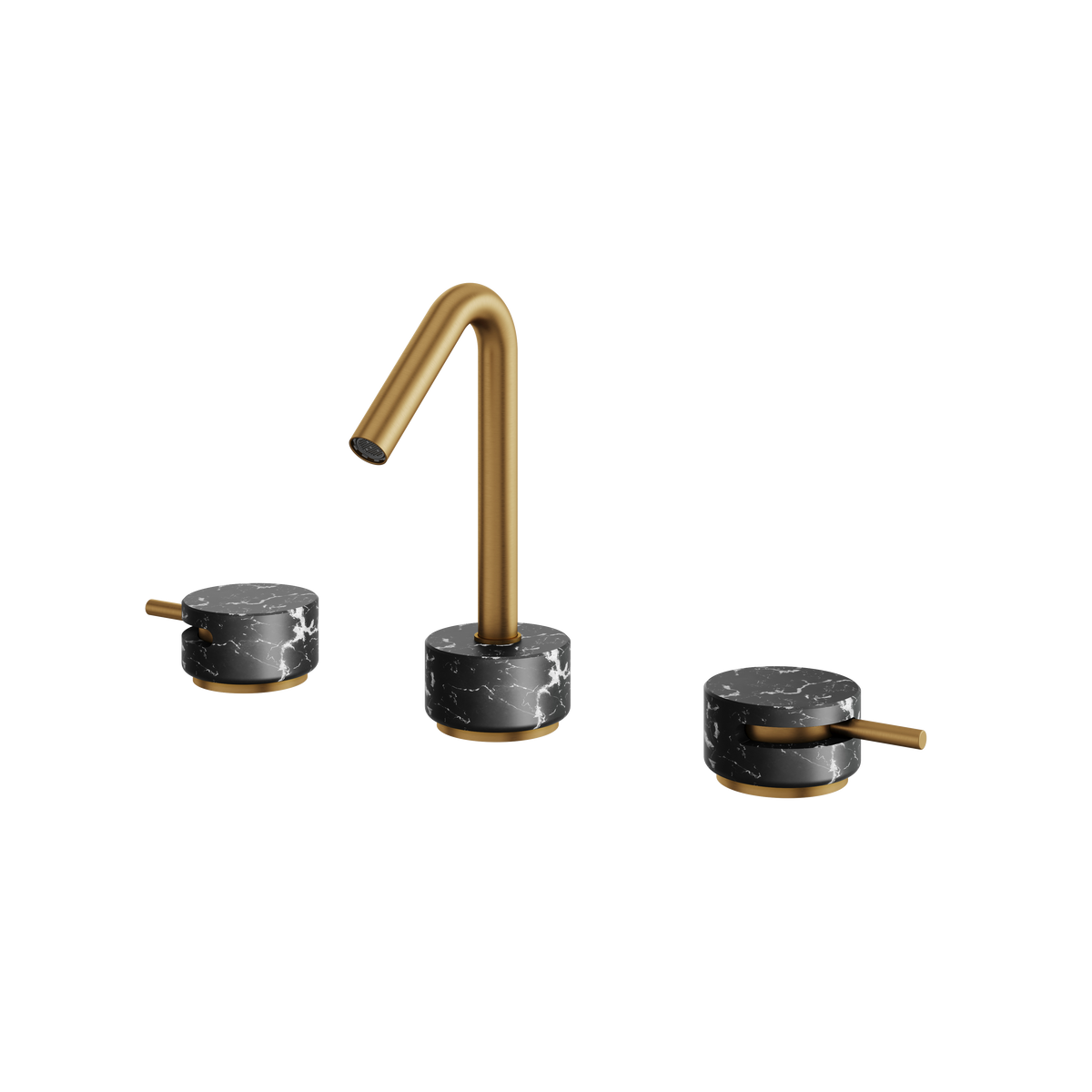 Aquabrass Marmo Widespread Lavatory Faucet CL16NM in black marquina brushed gold