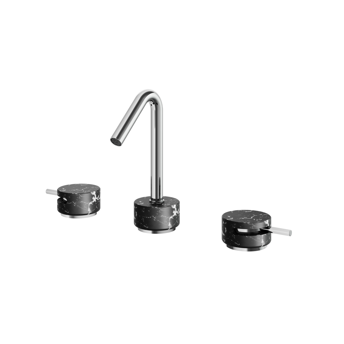 Aquabrass Marmo Widespread Lavatory Faucet CL16NM in black marquina polished chrome
