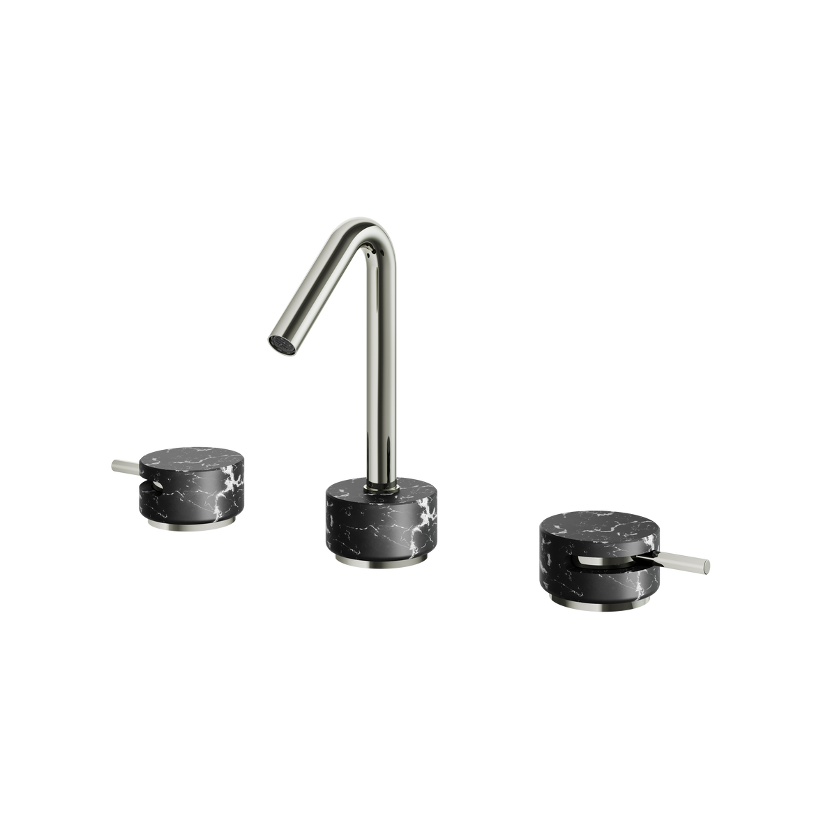 Aquabrass Marmo Widespread Lavatory Faucet CL16NM in black marquina polished nickel