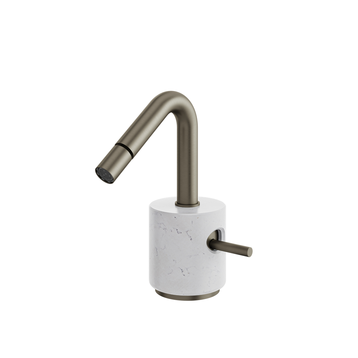 Aquabrass Marmo Single-hole Bidet with Swivel Spray CL24BC in white carrara brushed black chrome