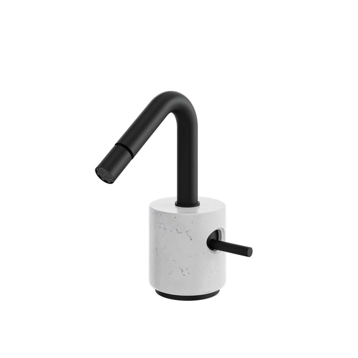 Aquabrass Marmo Single-hole Bidet with Swivel Spray CL24BC in white carrara black