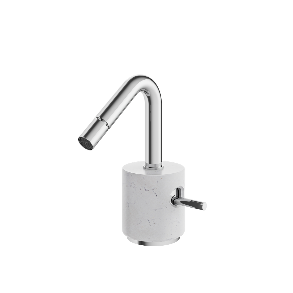 Aquabrass Marmo Single-hole Bidet with Swivel Spray CL24BC in white carrara polished chrome