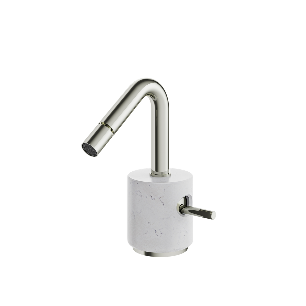 Aquabrass Marmo Single-hole Bidet with Swivel Spray CL24BC in white carrara polished nickel