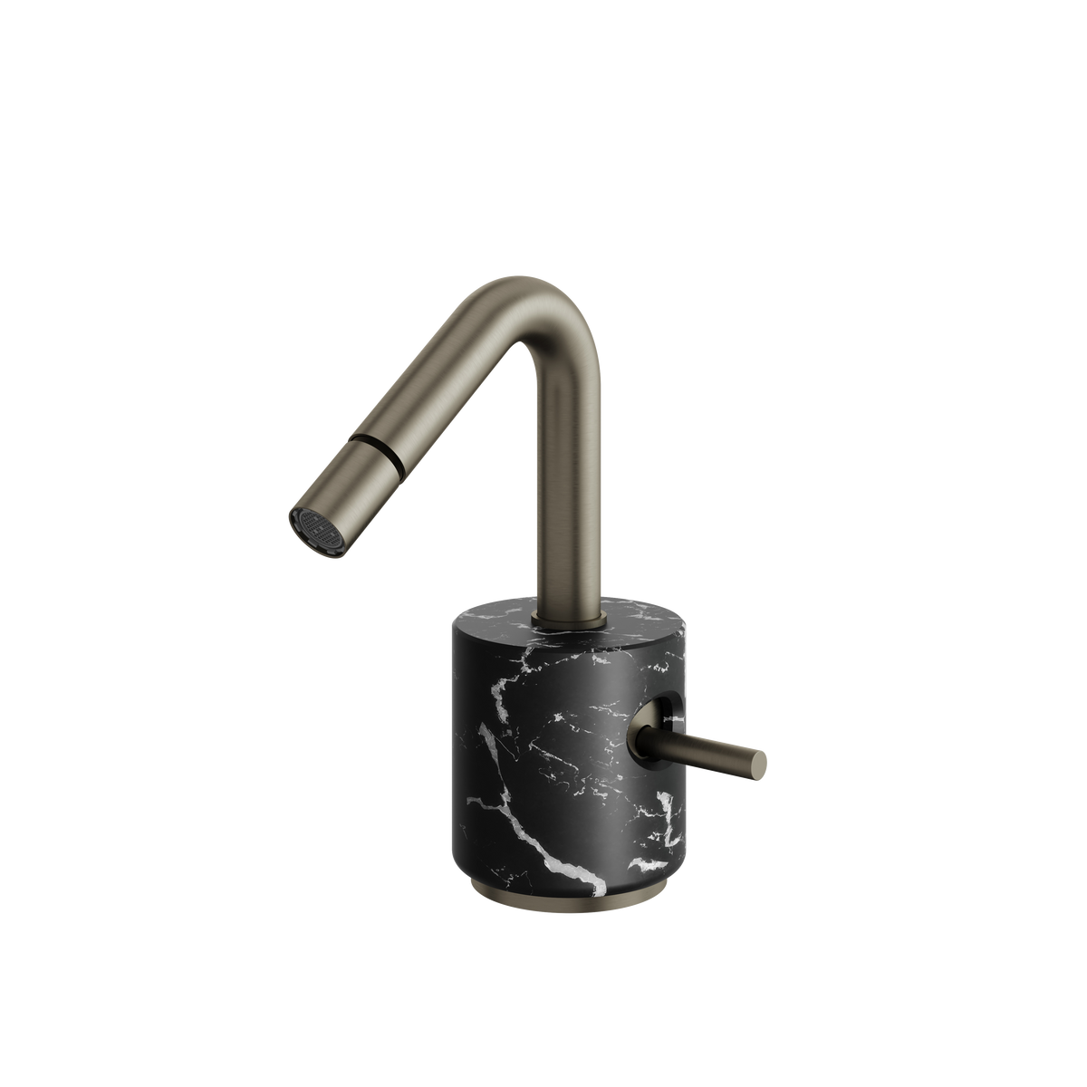 Aquabrass Marmo Single-hole Bidet with Swivel Spray CL24NM in black marquina brushed black chrome