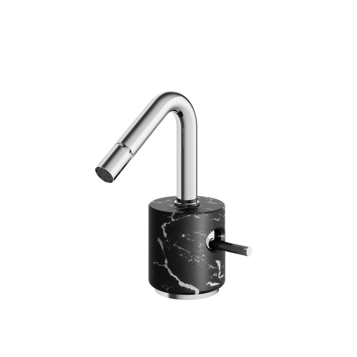Aquabrass Marmo Single-hole Bidet with Swivel Spray CL24NM in black marquina polished chrome