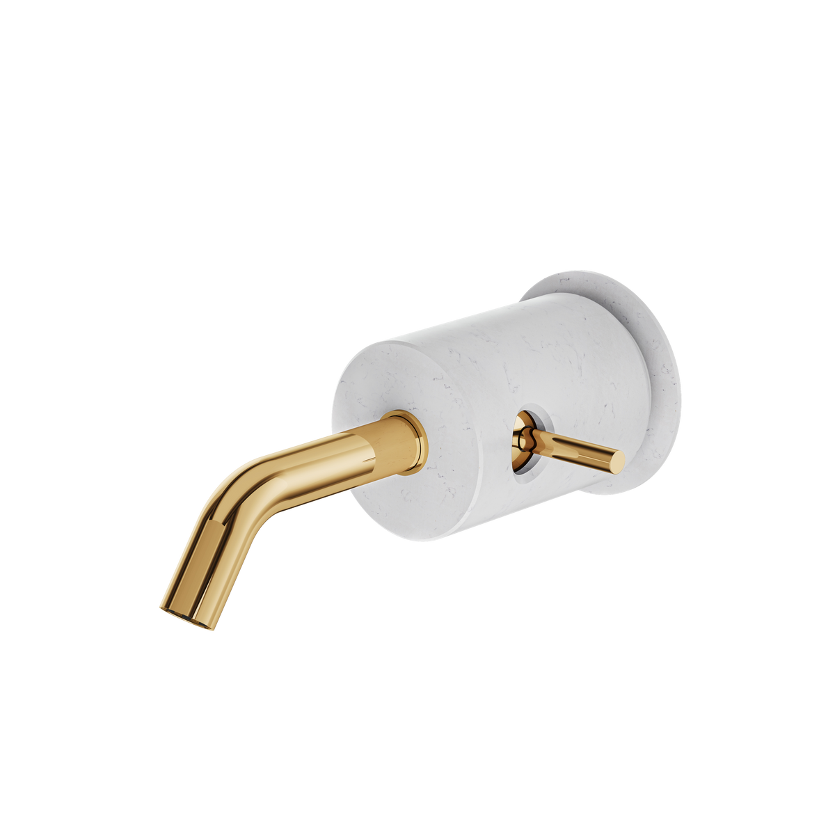 Aquabrass Marmo Wallmount Lavatory Faucet CL28BC in white carrara polished gold