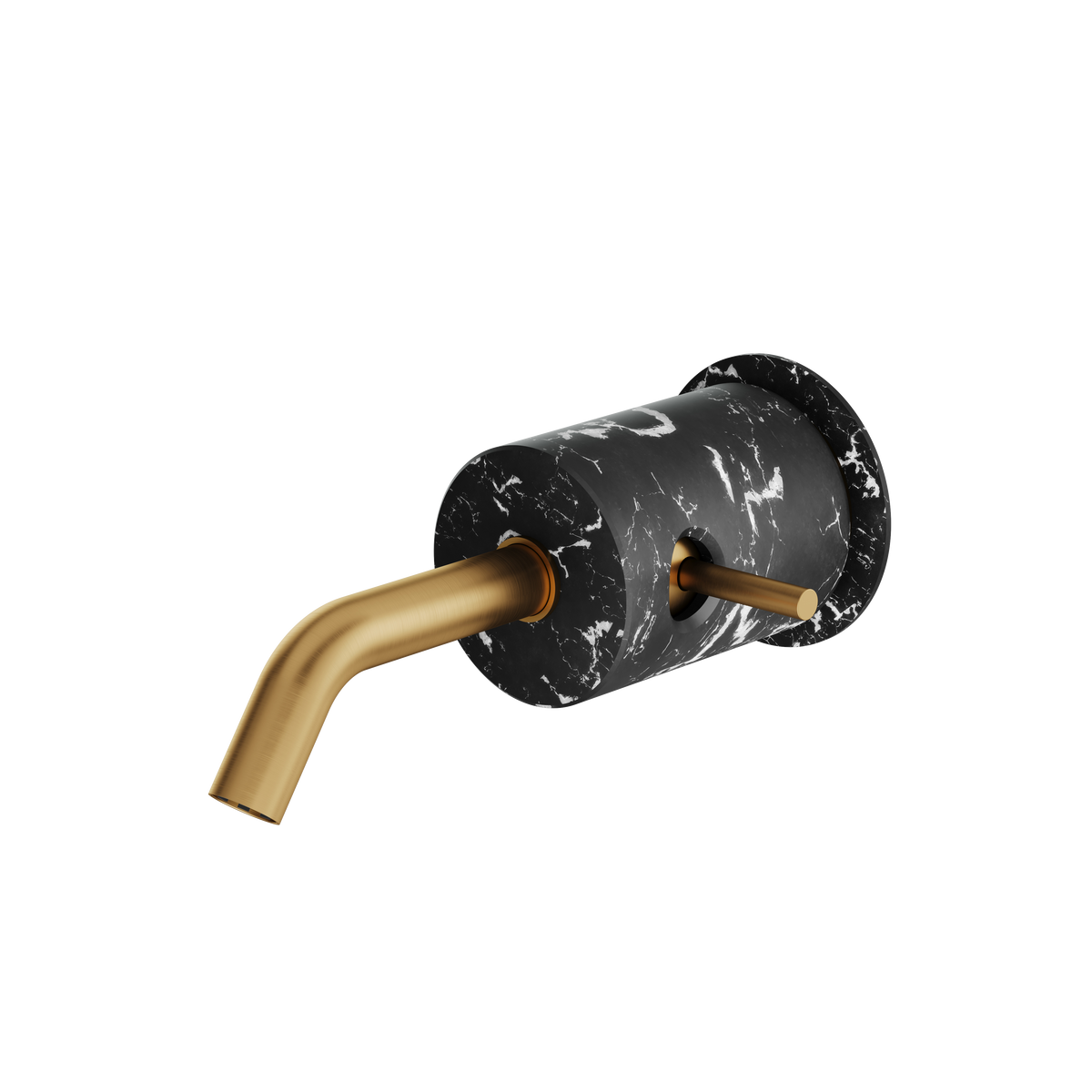 Aquabrass Marmo Wallmount Lavatory Faucet CL28NM in black marquina brushed gold