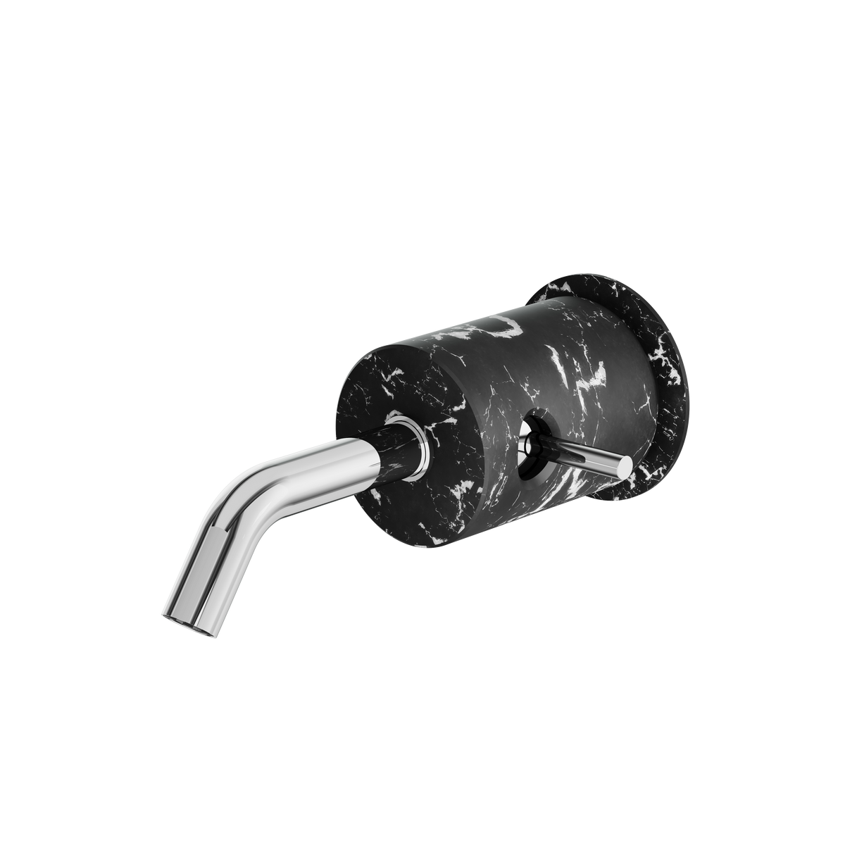 Aquabrass Marmo Wallmount Lavatory Faucet CL28NM in black marquina polished chrome