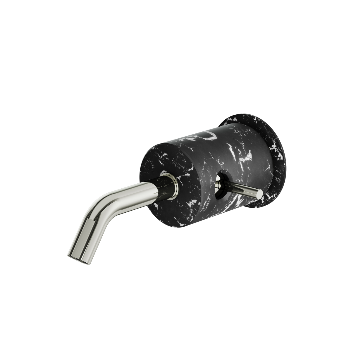 Aquabrass Marmo Wallmount Lavatory Faucet CL28NM in black marquina polished nickel