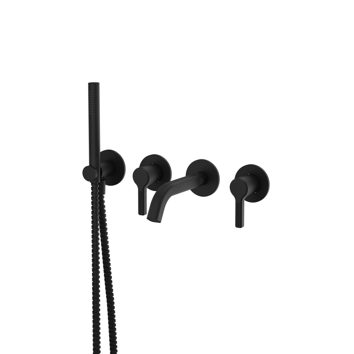 Aquabrass Ariston Wallmount Tub Filler with Handshower and 2 Mixers 47004 in black