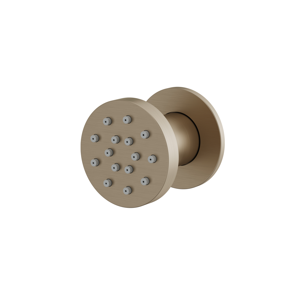 Aquabrass Round Pivoting Body Jet 2566 in brushed nickel