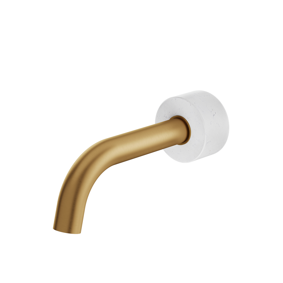 Aquabrass Marmo Round Tub Spout CL32BC in white carrara brushed gold