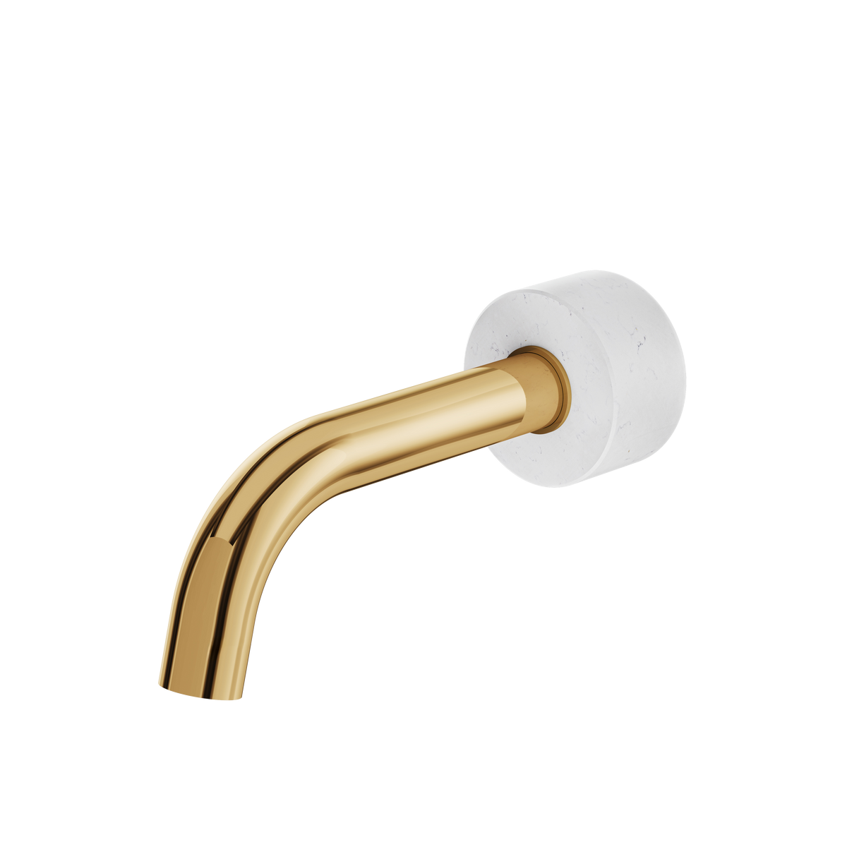 Aquabrass Marmo Round Tub Spout CL32BC in white carrara polished gold