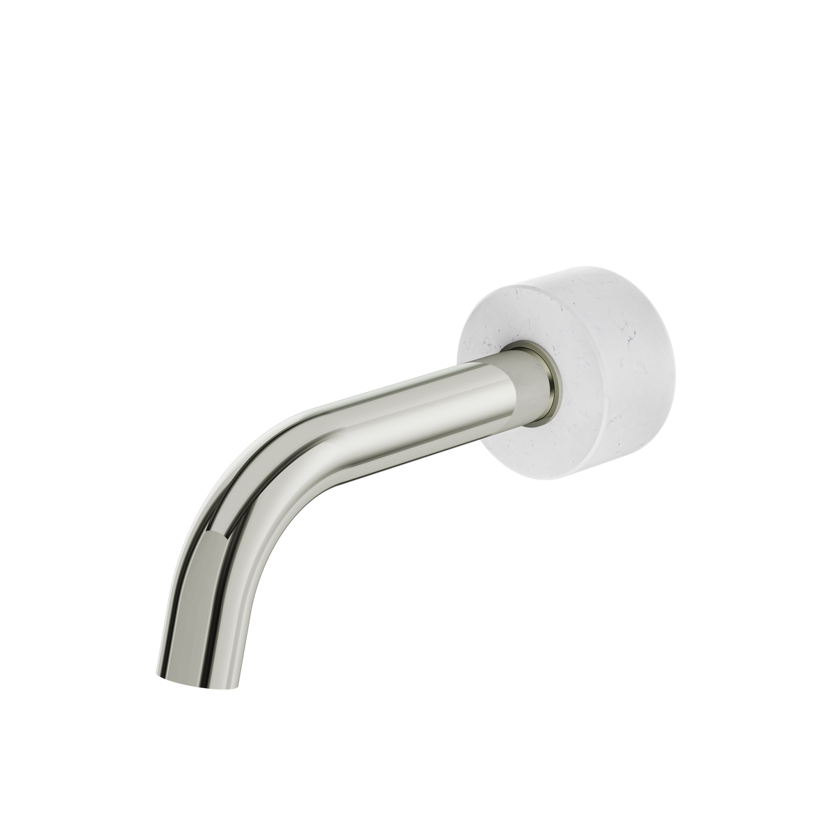 Aquabrass Marmo Round Tub Spout CL32BC in white carrara polished nickel