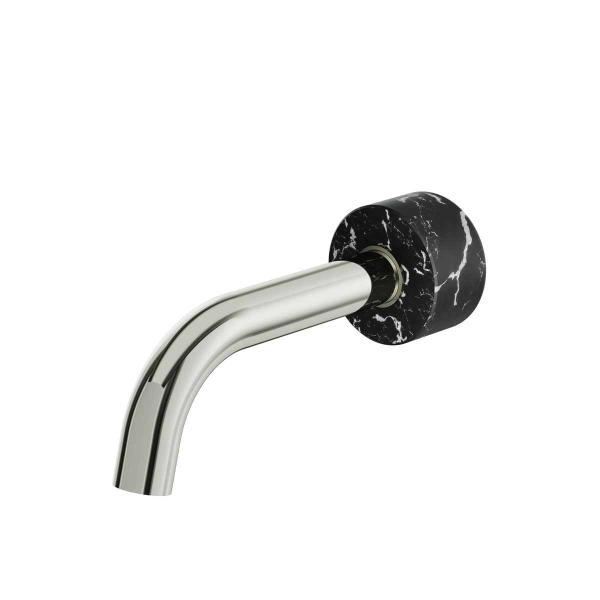 Aquabrass Marmo Round Tub Spout CL32NM in black marquina polished nickel