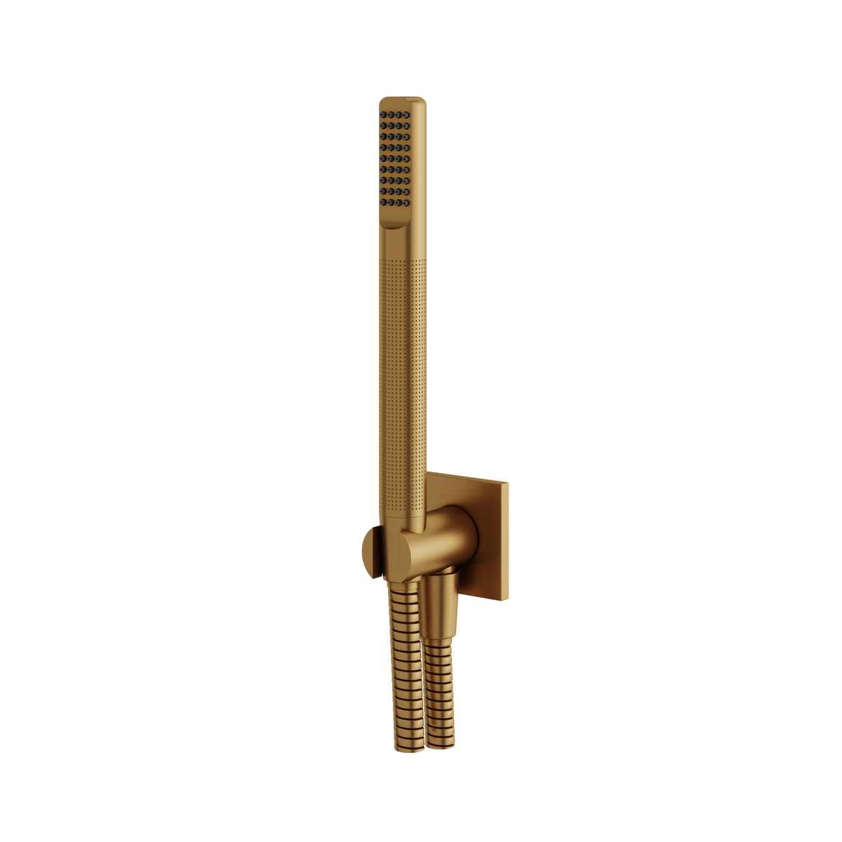 Aquabrass Square Round Handshower Set with Square Flange HSS374 in brushed gold