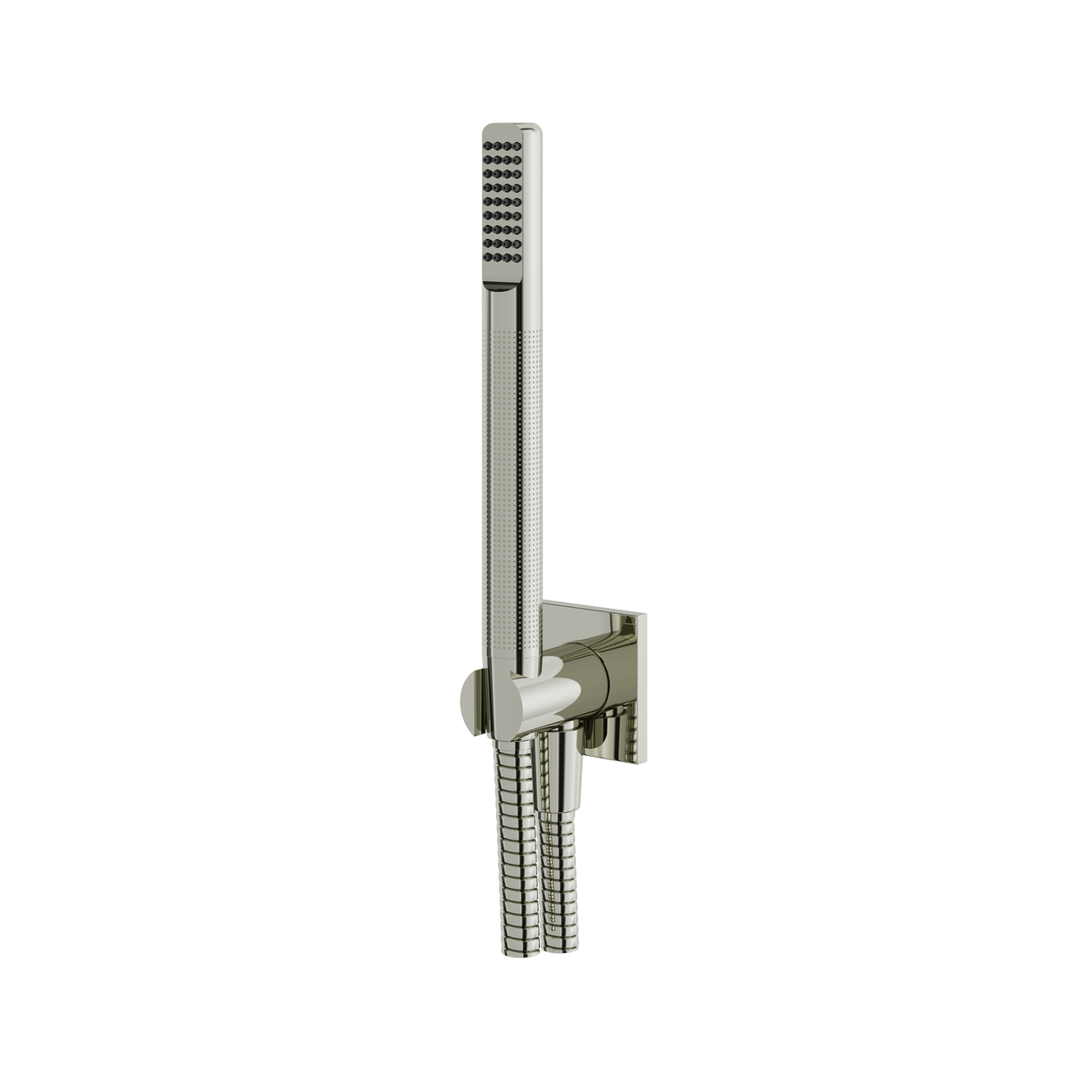 Aquabrass Square Round Handshower Set with Square Flange HSS374 in polished nickel
