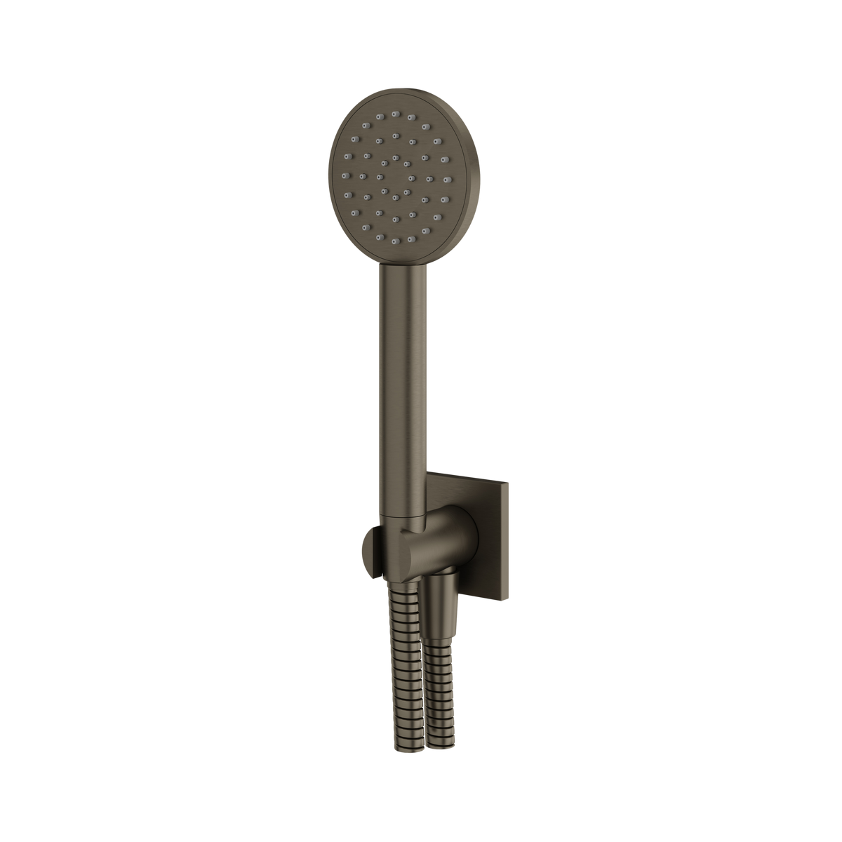 Aquabrass Square Round Handshower Set with Square Flange HSS375 in brushed black chrome