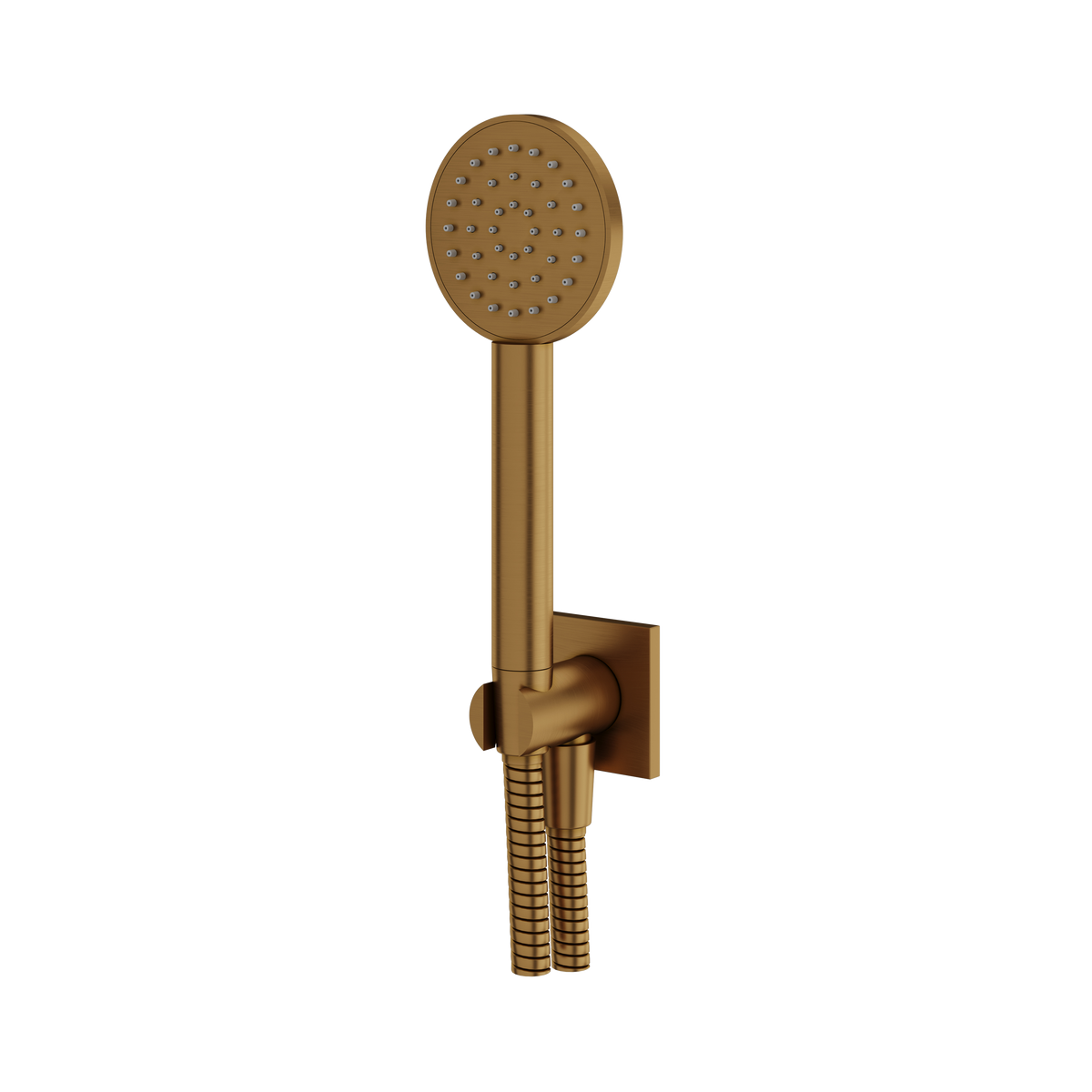 Aquabrass Square Round Handshower Set with Square Flange HSS375 in brushed gold