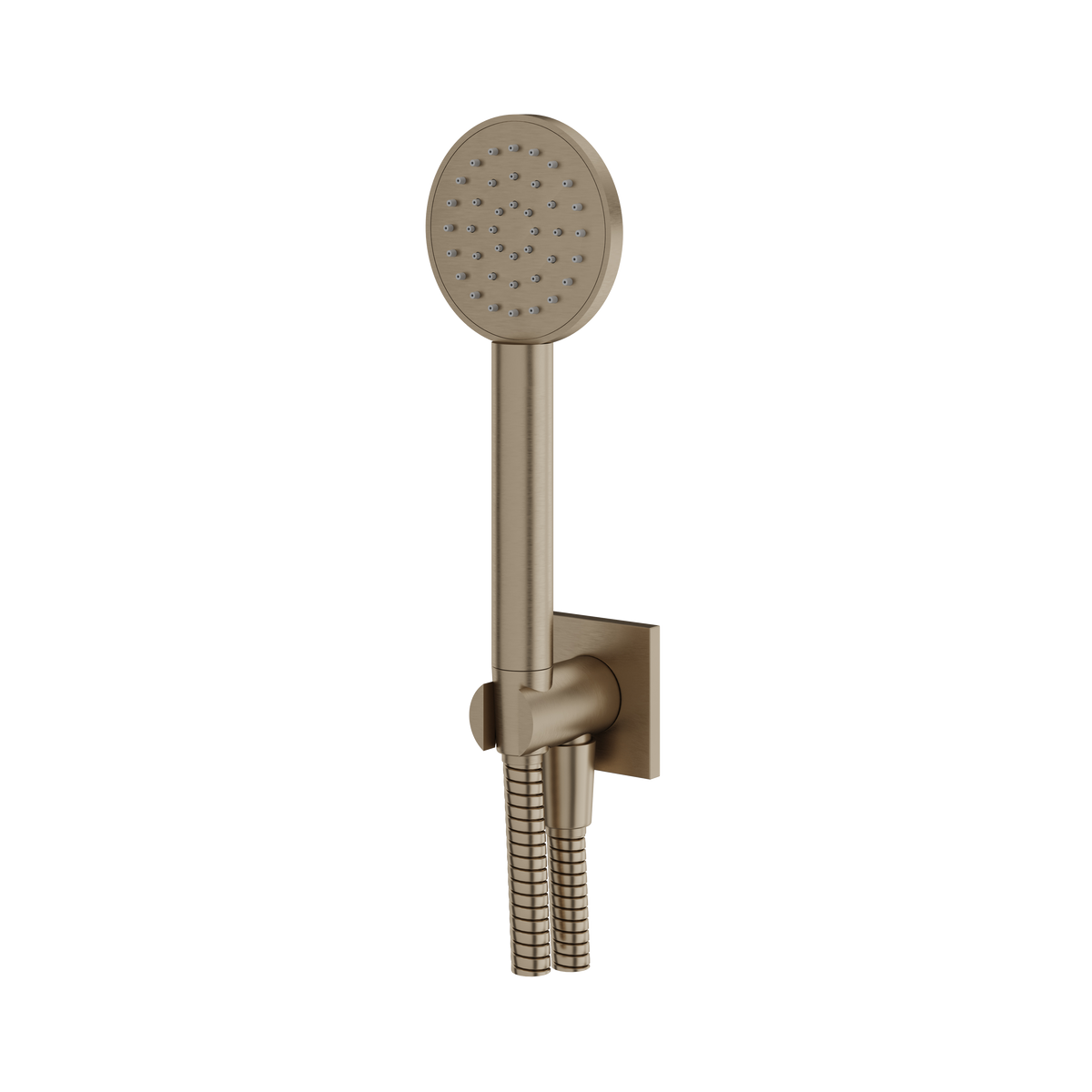 Aquabrass Square Round Handshower Set with Square Flange HSS375 in brushed nickel