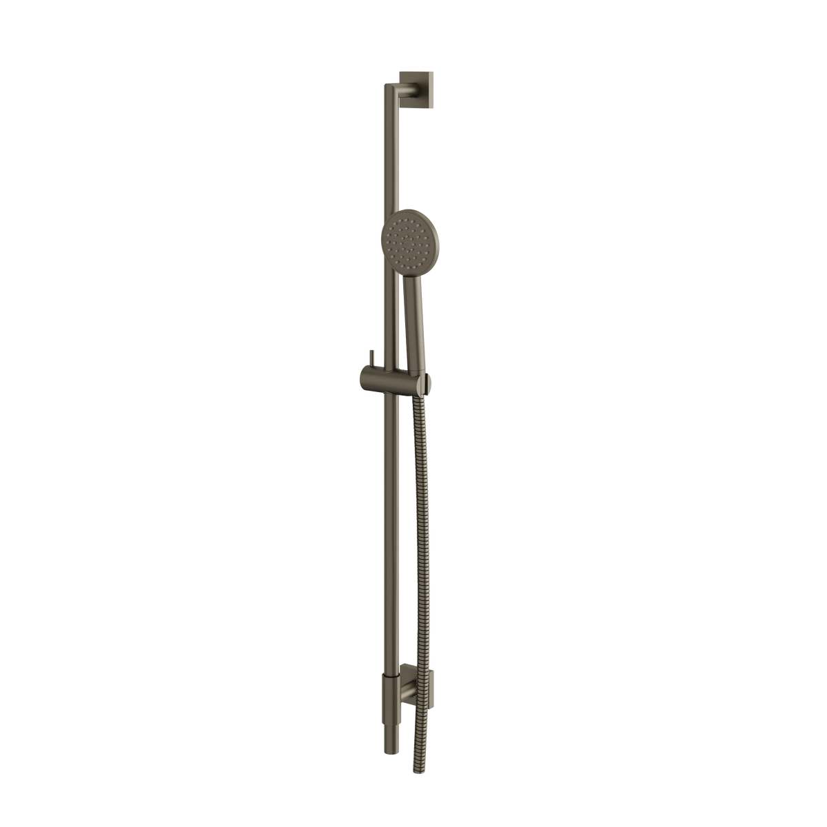 Aquabrass Complete Round Shower Rail with Square Flanges SCR85 in brushed black chrome