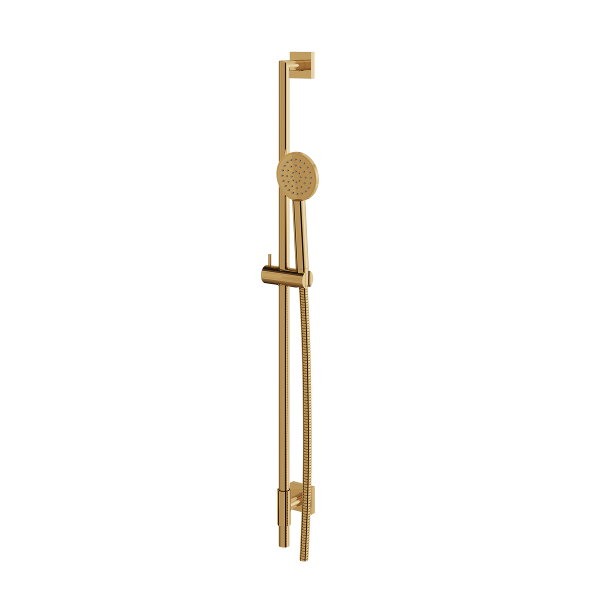 Aquabrass Complete Round Shower Rail with Square Flanges SCR85 in polished gold