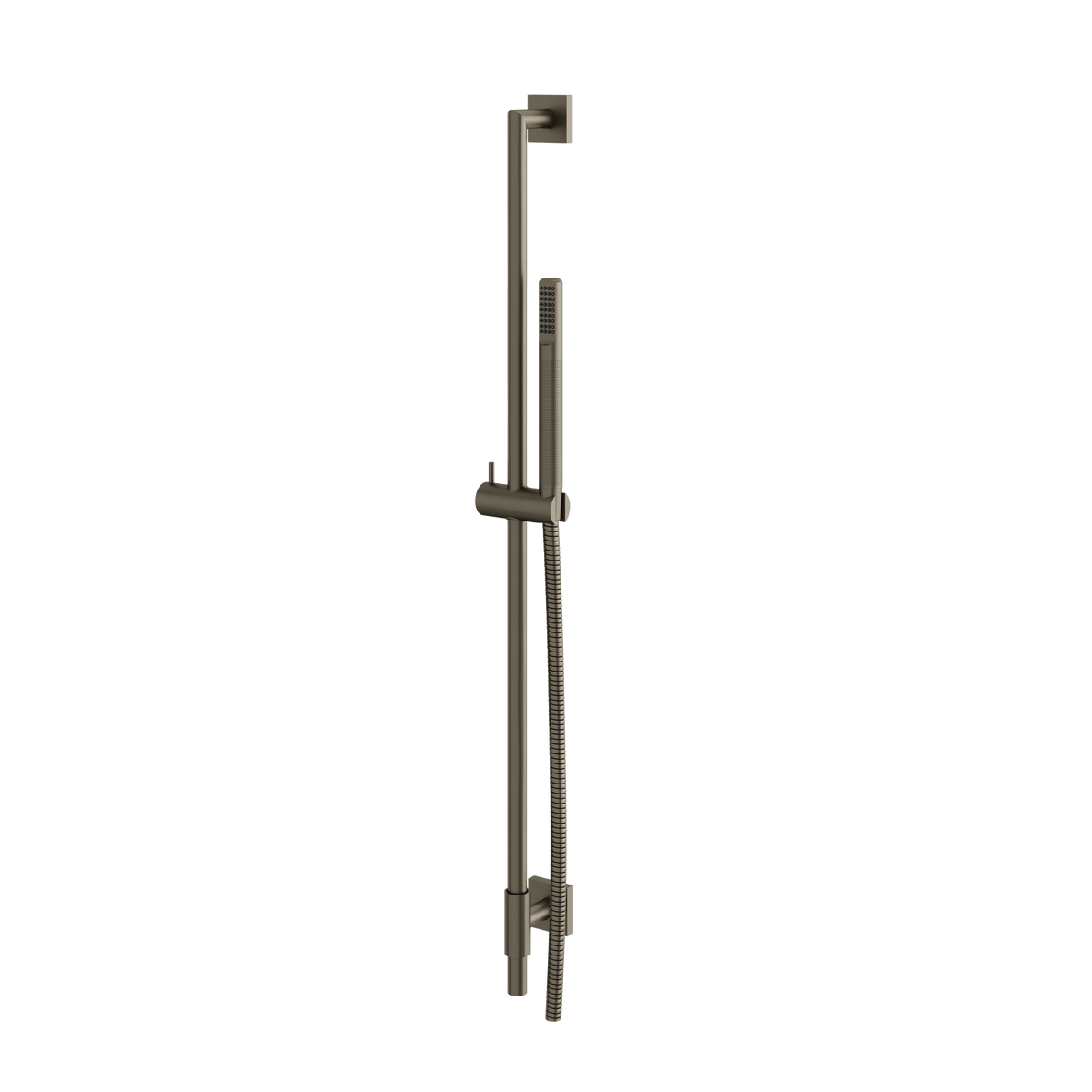 Aquabrass Complete Round Shower Rail with Square Flanges SCR95 in brushed black chrome