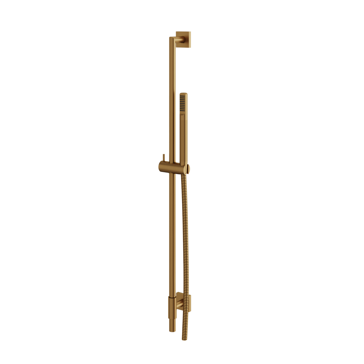 Aquabrass Complete Round Shower Rail with Square Flanges SCR95 in brushed gold