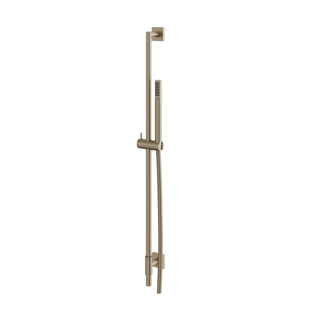Aquabrass Complete Round Shower Rail with Square Flanges SCR95 in brushed nickel