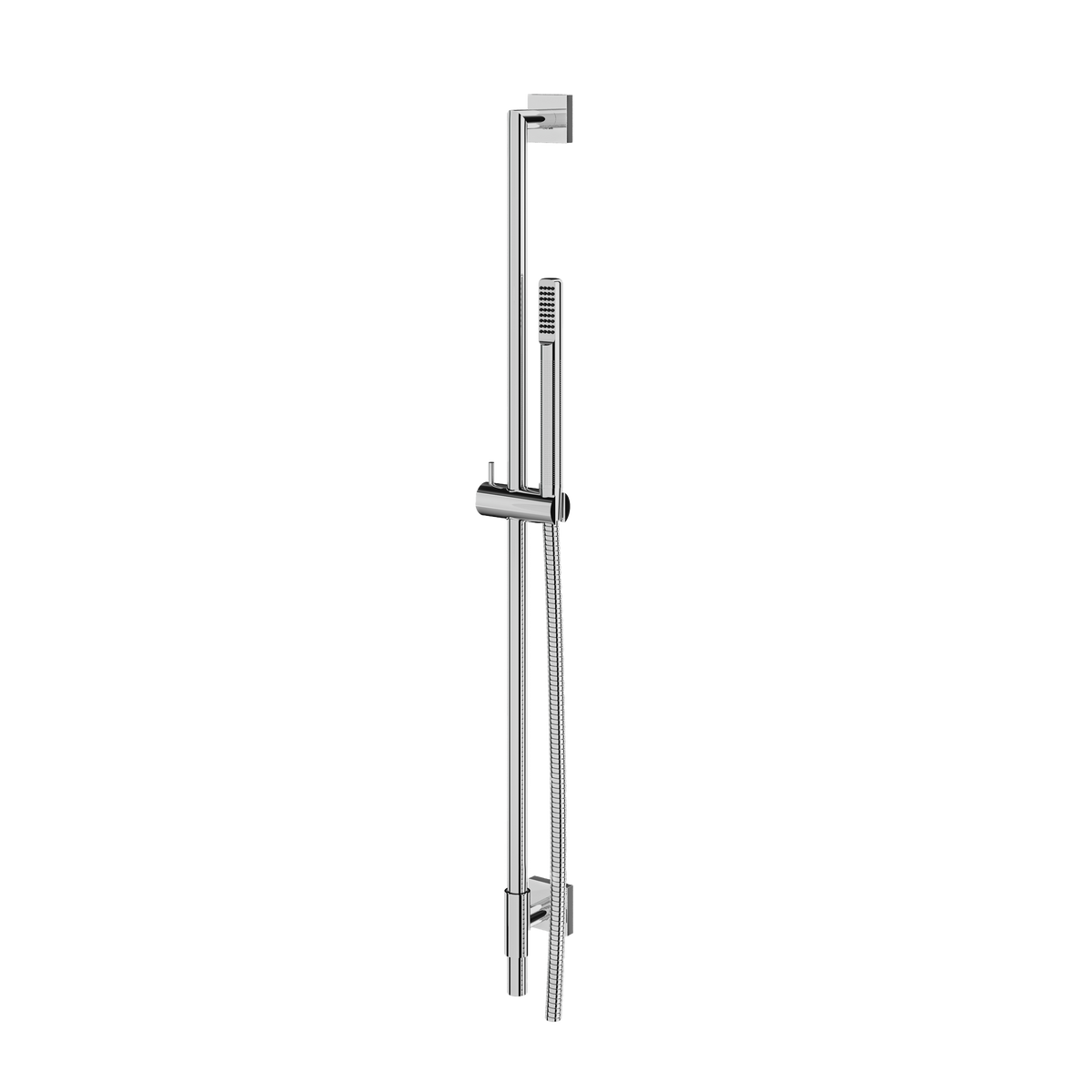Aquabrass Complete Round Shower Rail with Square Flanges SCR95 in polished chrome