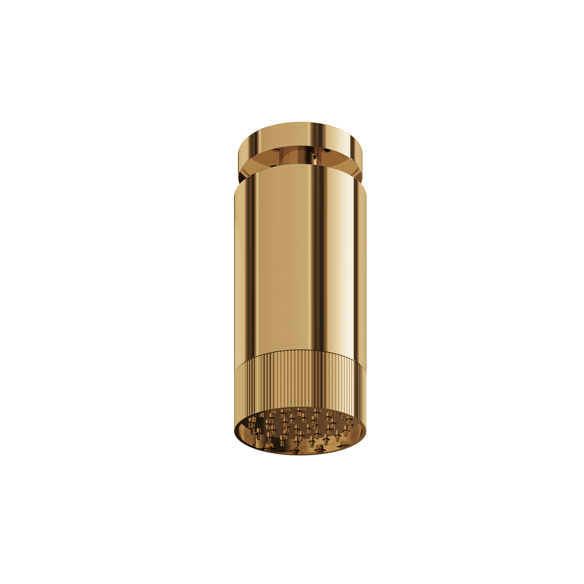 Aquabrass Rainhead with Ceiling Shower Arm – Textured Ring SPT65 in polished gold