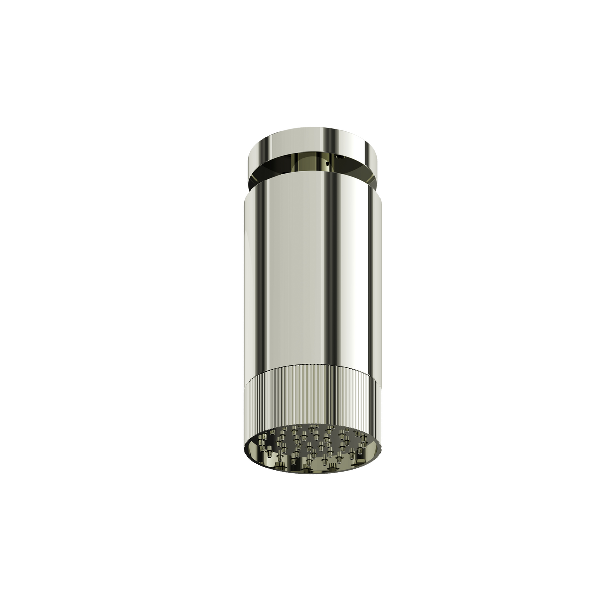 Aquabrass Rainhead with Ceiling Shower Arm – Textured Ring SPT65 in polished nickel