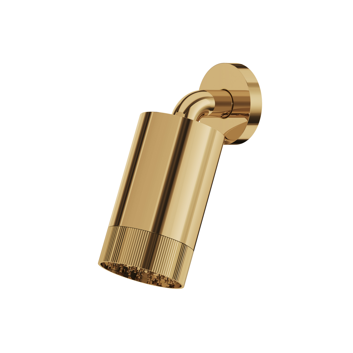 Aquabrass Rainhead with Wall Shower Arm – Textured Ring SPT67 in polished gold