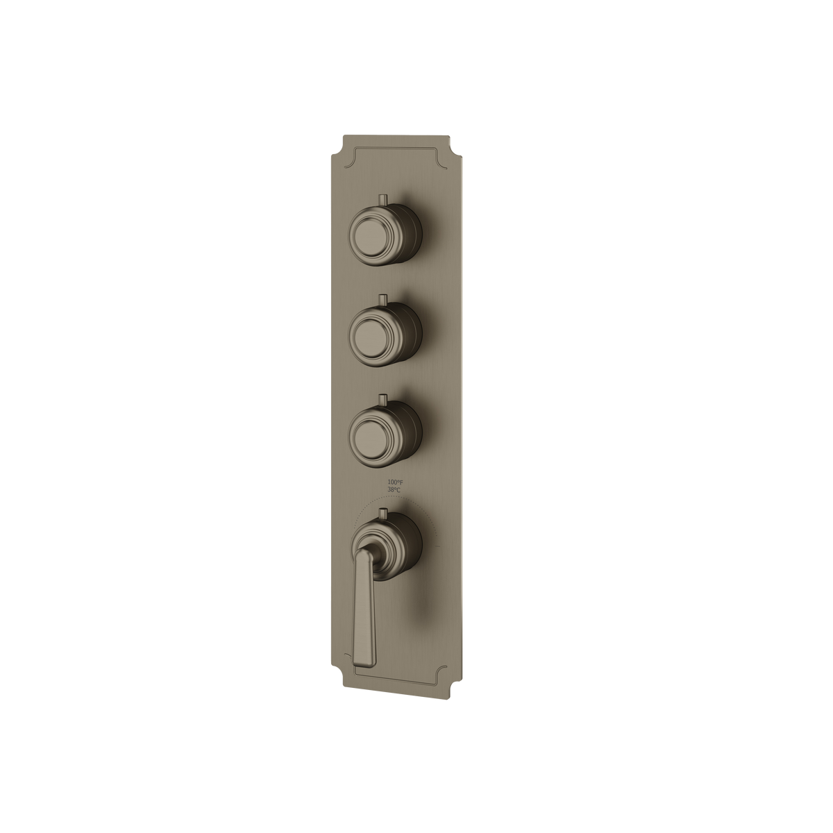 Aquabrass Forum Round Trim Set for 3 Shut-Off Thermostatic Valve C3342 in brushed black chrome