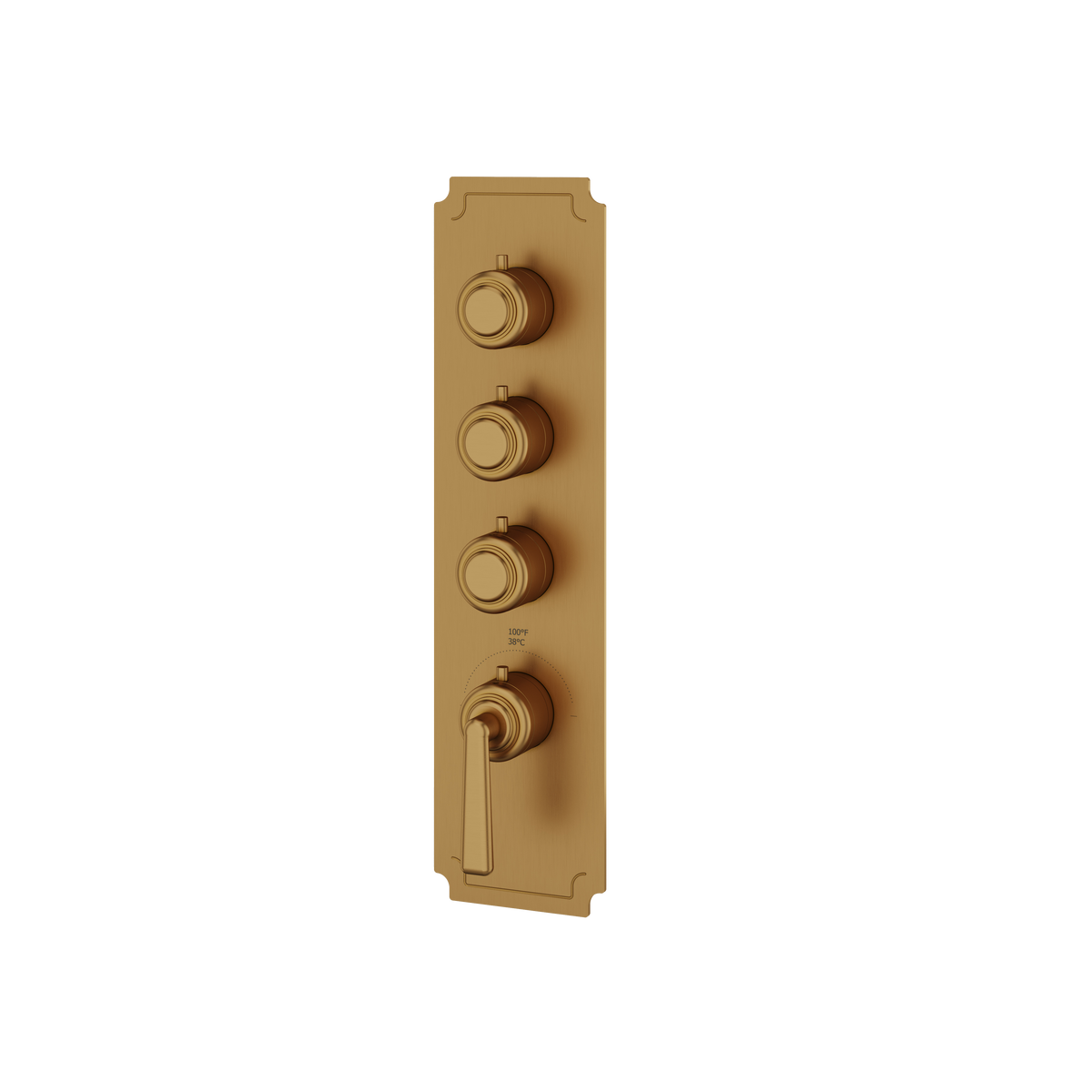 Aquabrass Forum Round Trim Set for 3 Shut-Off Thermostatic Valve C3342 in brushed gold