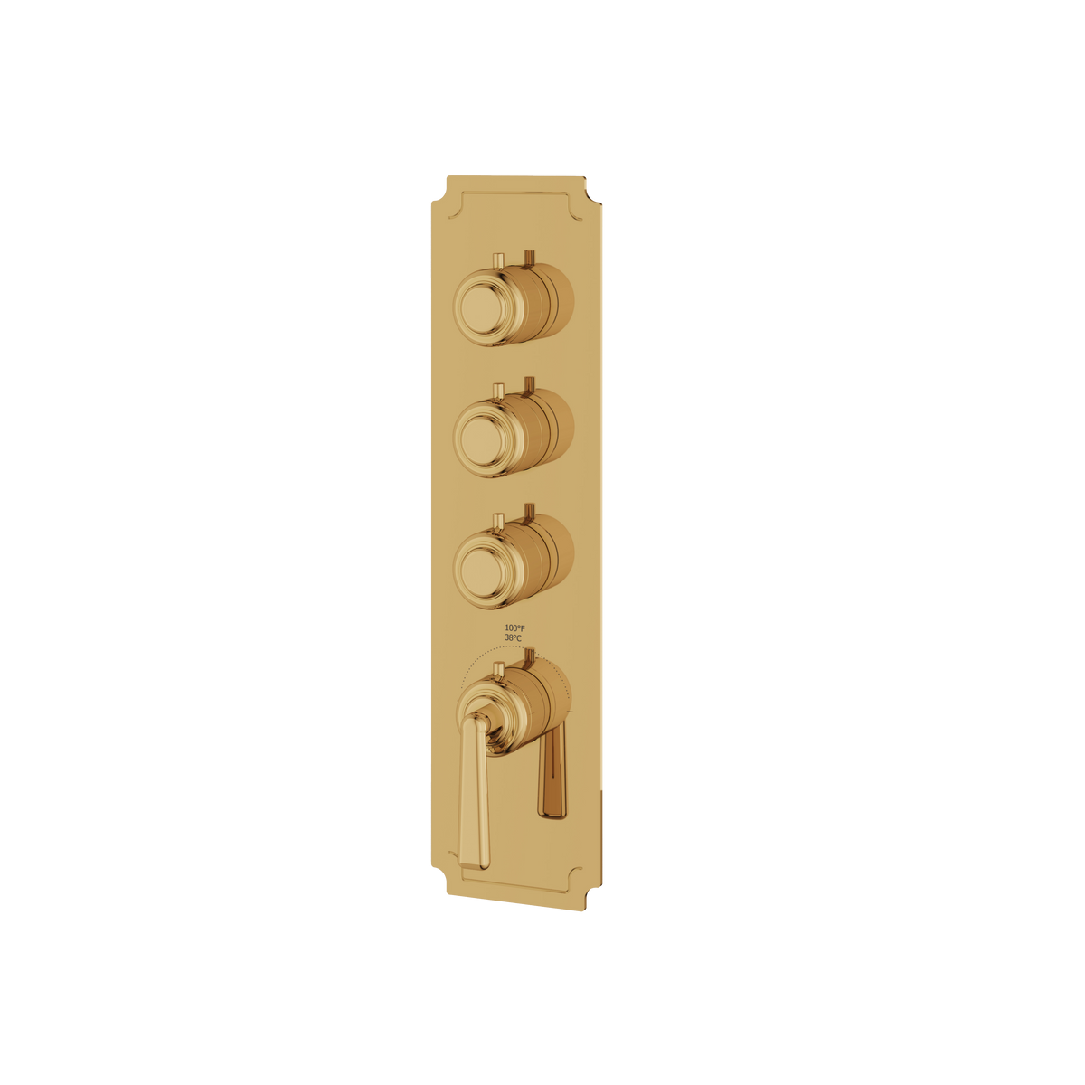 Aquabrass Forum Round Trim Set for 3 Shut-Off Thermostatic Valve C3342 in polished gold