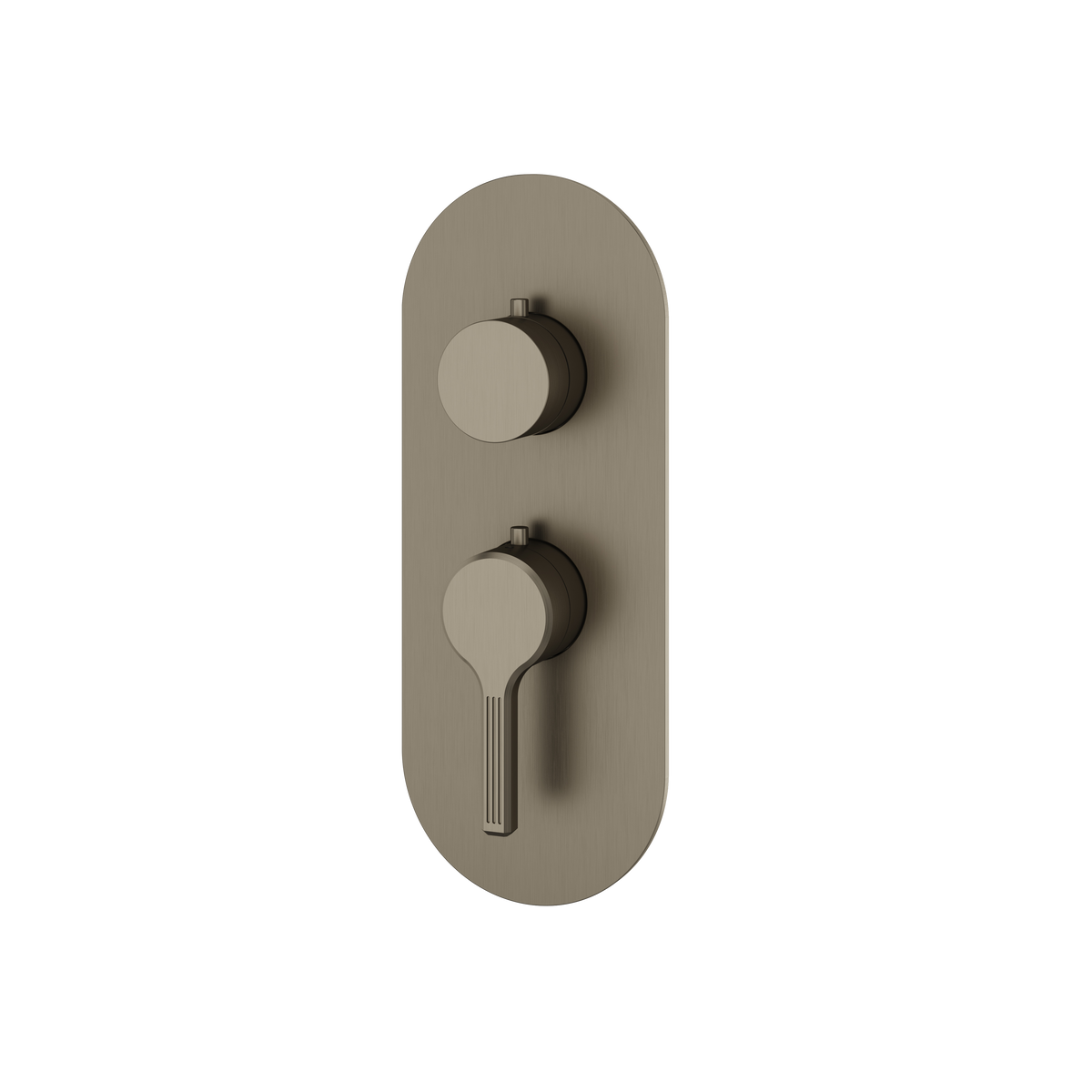 Aquabrass Ariston Round Trim Set for 1 Shut-Off Thermostatic Valve R3147 in brushed black chrome