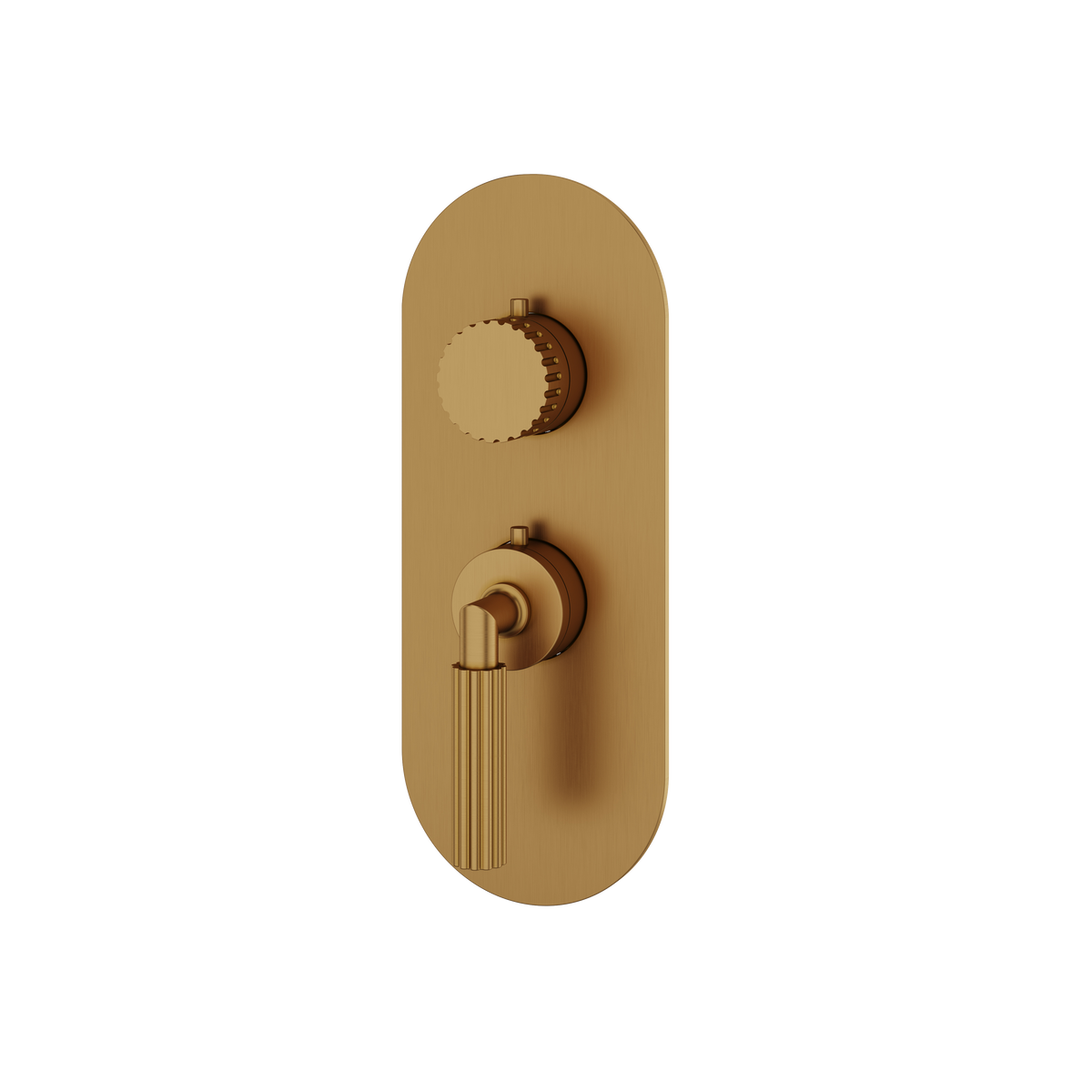 Aquabrass Montebello Round Trim Set for 1 Shut-Off Thermostatic Valve R3149 in brushed gold
