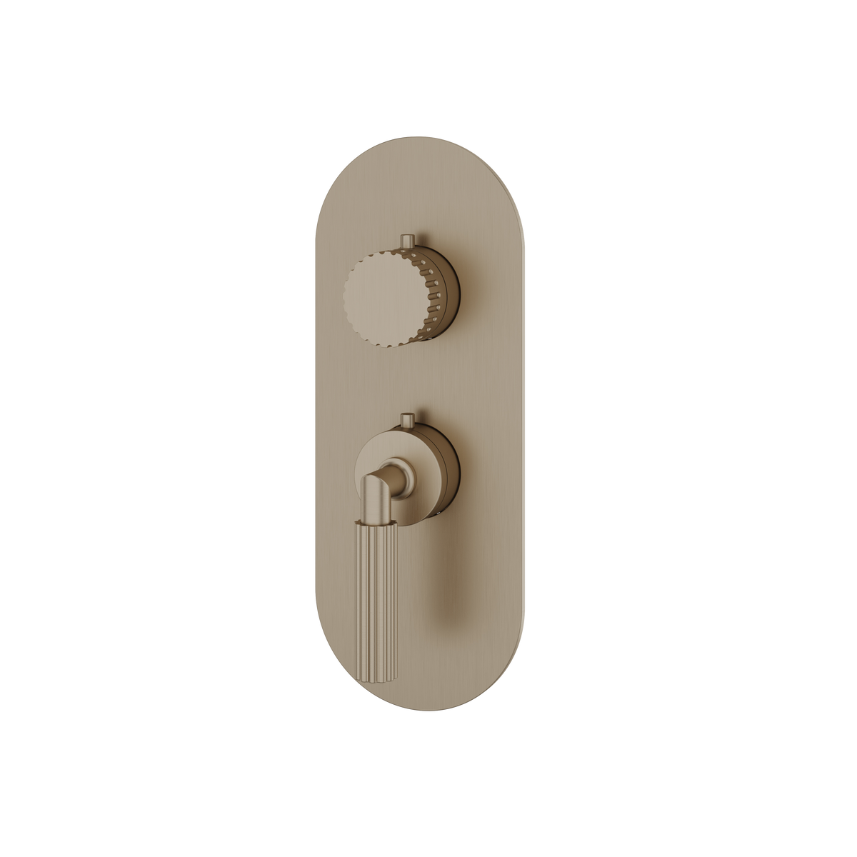 Aquabrass Montebello Round Trim Set for 1 Shut-Off Thermostatic Valve R3149 in brushed nickel
