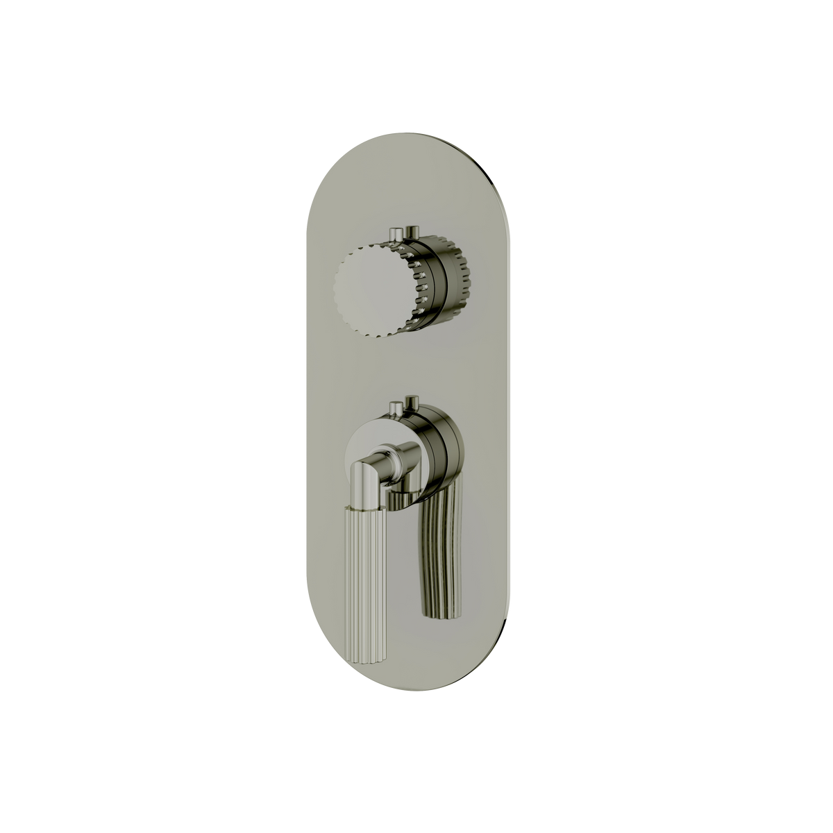 Aquabrass Montebello Round Trim Set for 1 Shut-Off Thermostatic Valve R3149 in polished nickel