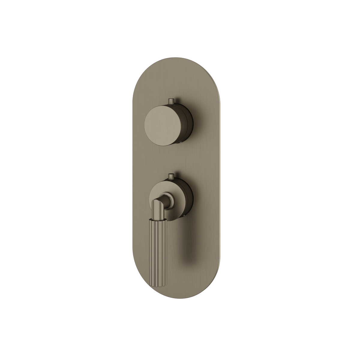 Aquabrass Montecarlo Round Trim Set for 1 Shut-Off Thermostatic Valve R3150 in brushed black chrome