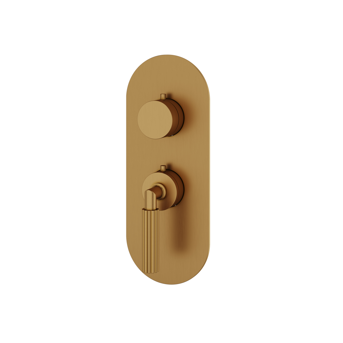 Aquabrass Montecarlo Round Trim Set for 1 Shut-Off Thermostatic Valve R3150 in brushed gold