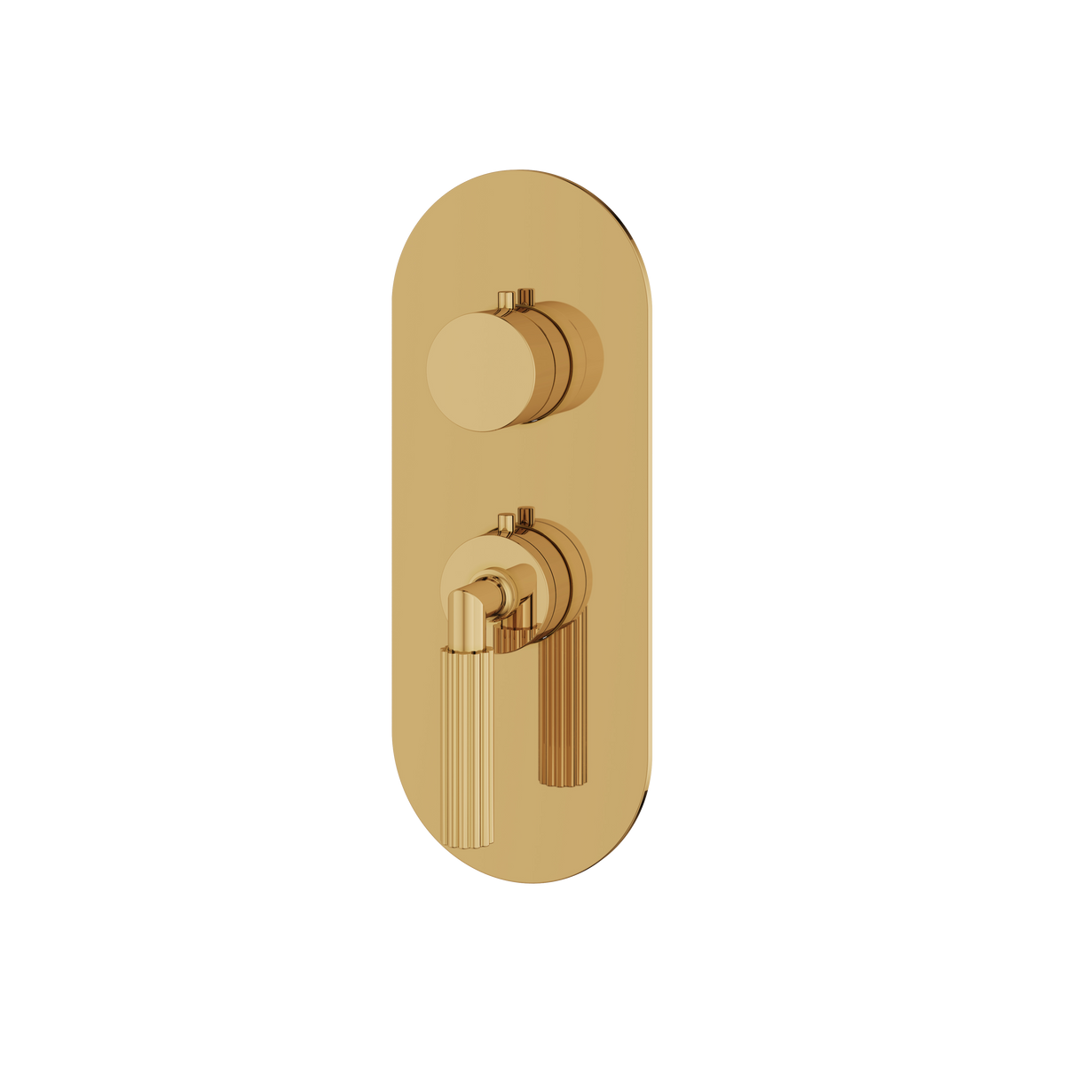 Aquabrass Montecarlo Round Trim Set for 1 Shut-Off Thermostatic Valve R3150 in polished gold