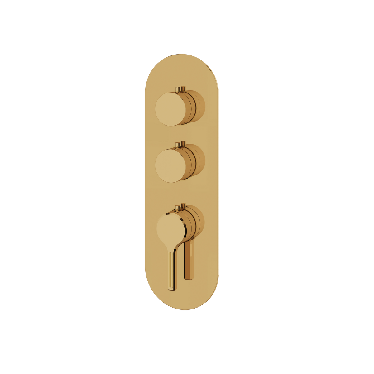 Aquabrass Ariston Round Trim Set for 2 Shut-Off Thermostatic Valve R3247 in polished gold
