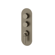 Aquabrass Aria Round Trim Set for 2 Shut-Off Thermostatic Valve R3248 in brushed black chrome