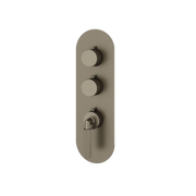 Aquabrass Montebello Round Trim Set for 2 Shut-Off Thermostatic Valve R3249 in brushed black chrome