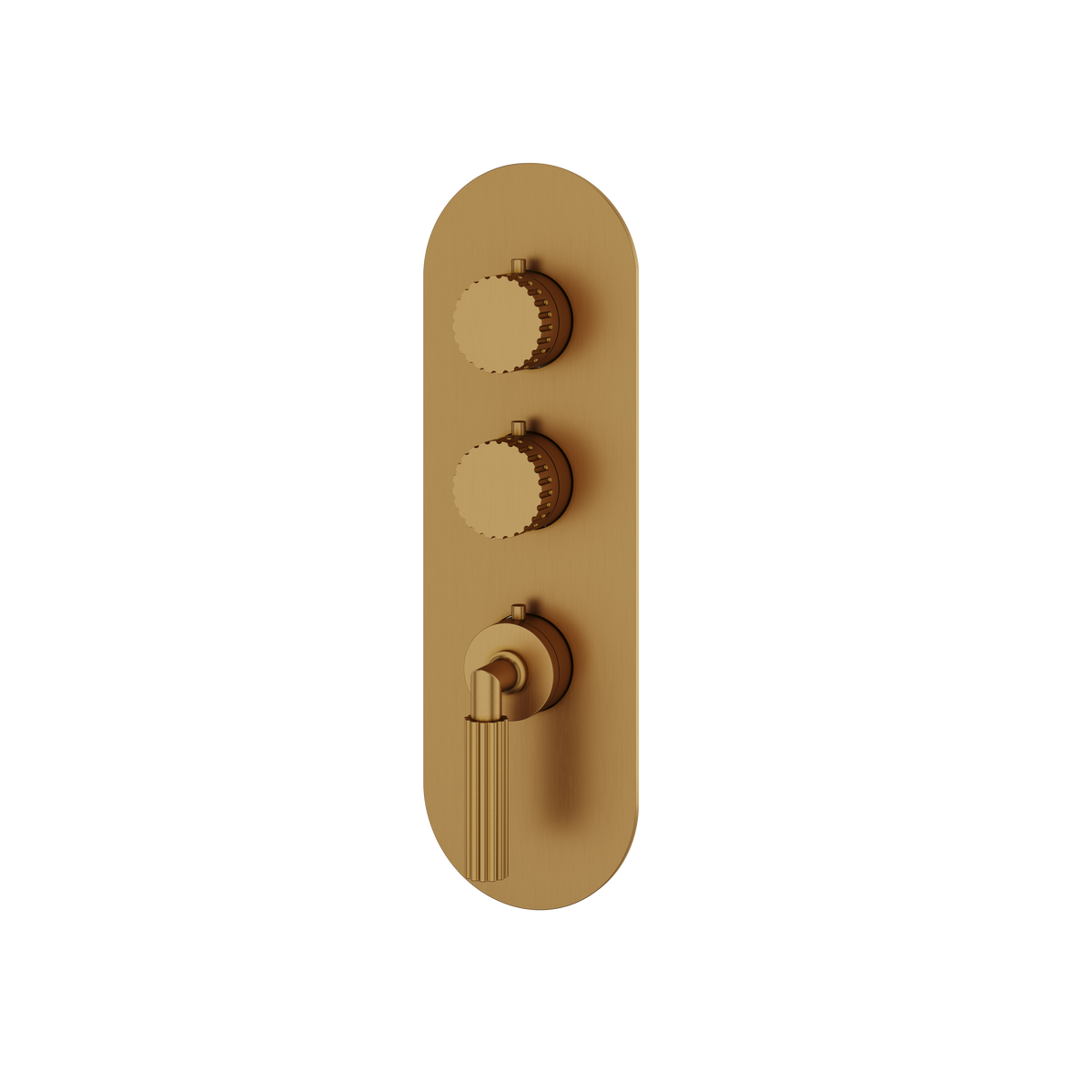 Aquabrass Montebello Round Trim Set for 2 Shut-Off Thermostatic Valve R3249 in brushed gold