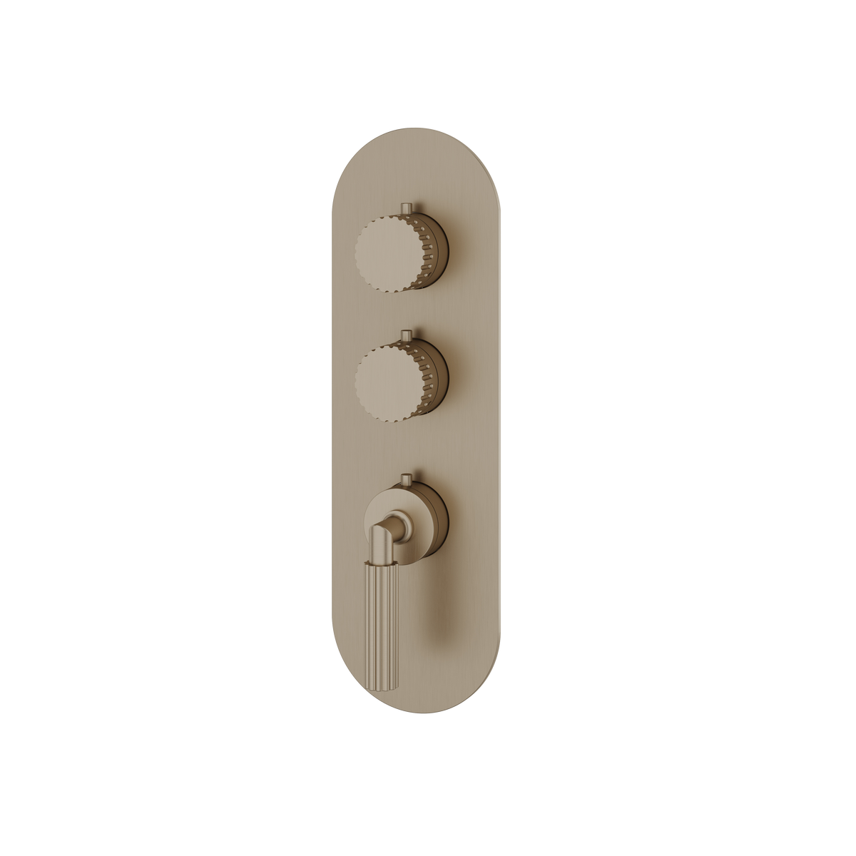 Aquabrass Montebello Round Trim Set for 2 Shut-Off Thermostatic Valve R3249 in brushed nickel